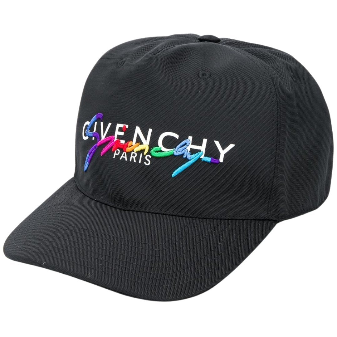 Givenchy Rainbow Signature Paris Logo Black Cap