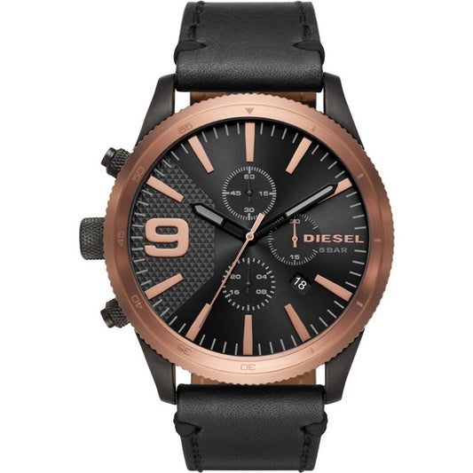 Diesel Mens Rasp Chronograph Black Dial Leather Watch