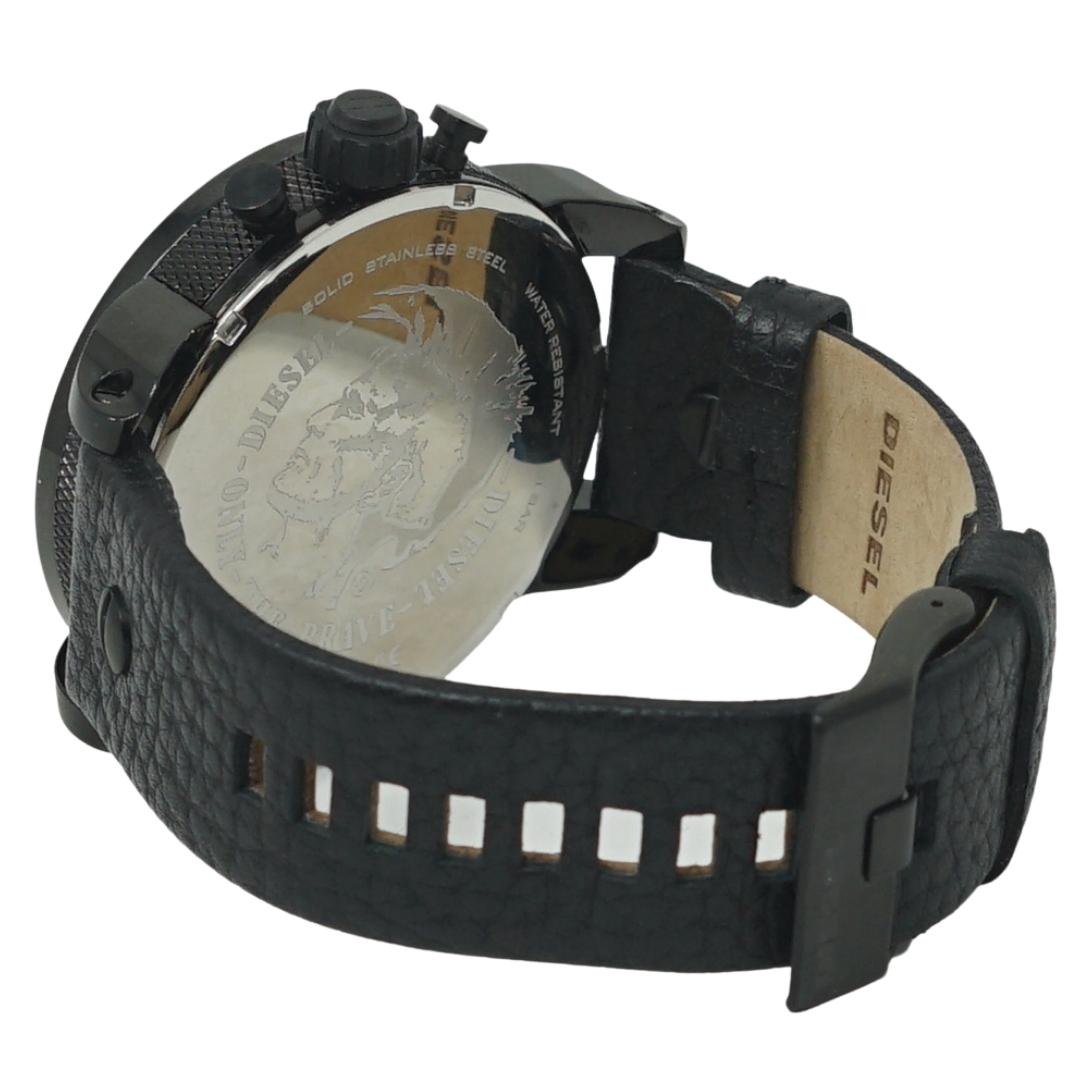 Diesel Mens Little Daddy Multifunction Black Leather Watch