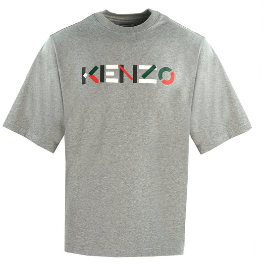 Kenzo Mens Multicolour Logo Grey Oversized T-Shirt