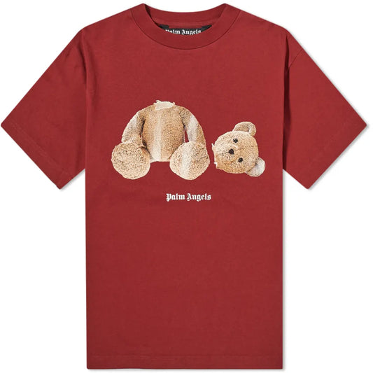 Palm Angels Bear Print T-Shirt Burgundy Brown