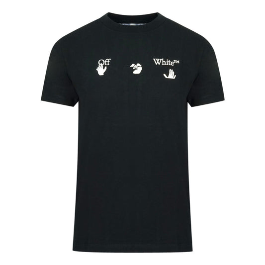 Off-White Embroidered Classic Hand Logo Black T-Shirt