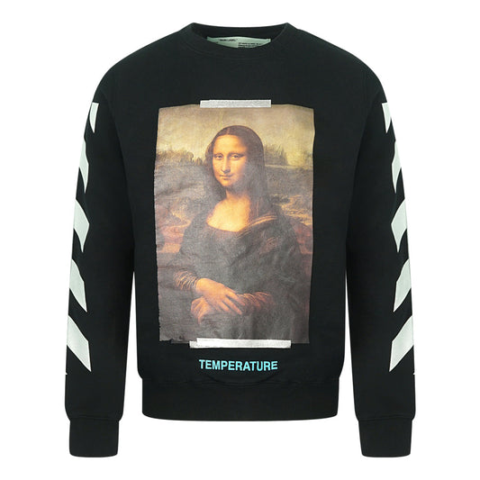 Off-White Diagonal Spray Monalisa Black Oversized Sweatshirt