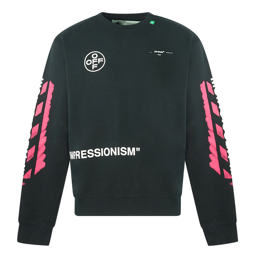 Off-White Pink Diagonal Stencil Arrows Black Sweatshirt