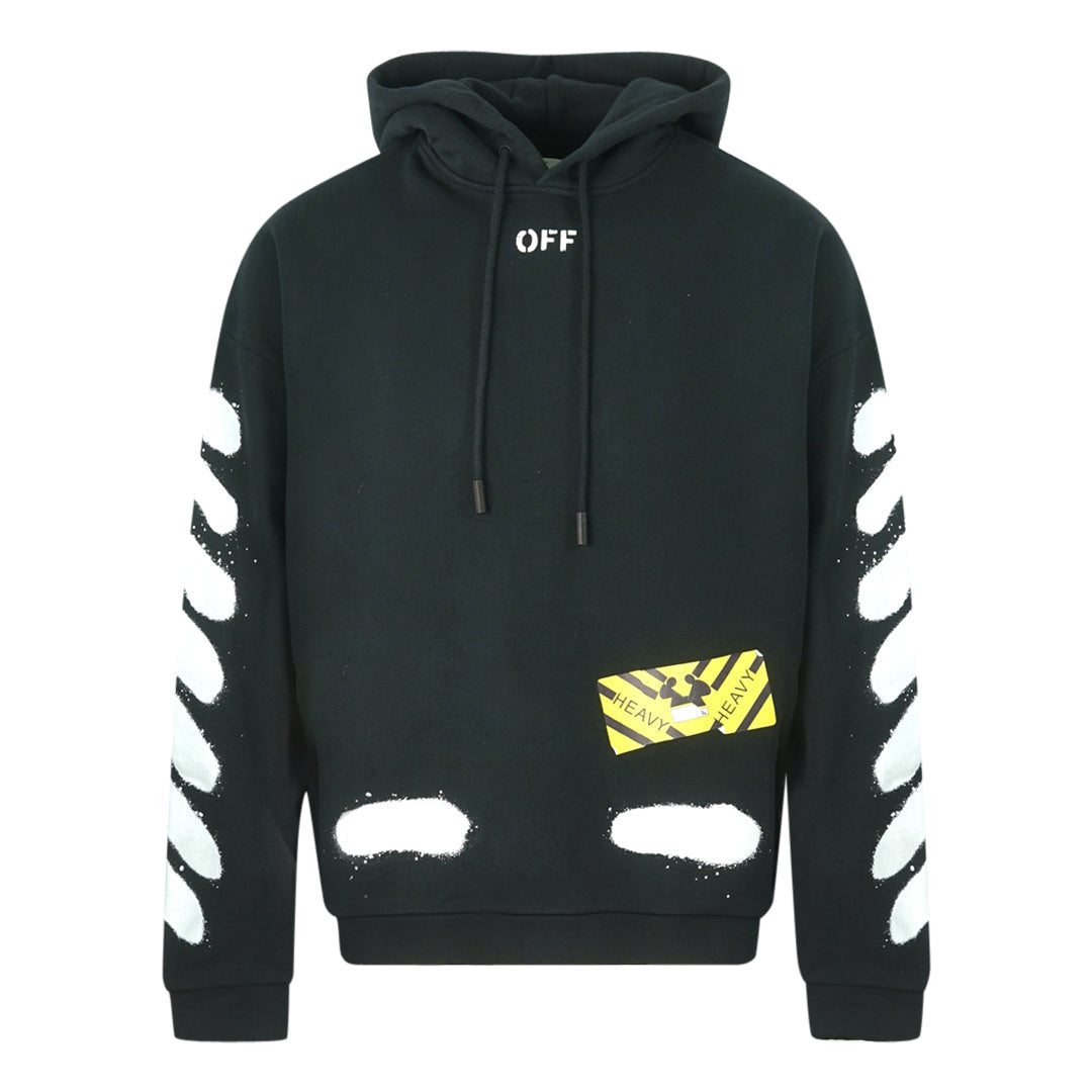 Off-White Diagonal Spray Design Black Oversized Hoodie