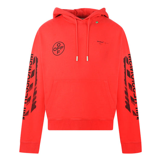 Off-White Stencil Spray Diagonal Design Red Hoodie