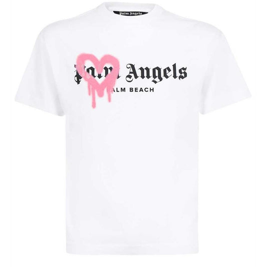 Palm Angels Palm Beach Heart Spray Paint Logo White T-Shirt