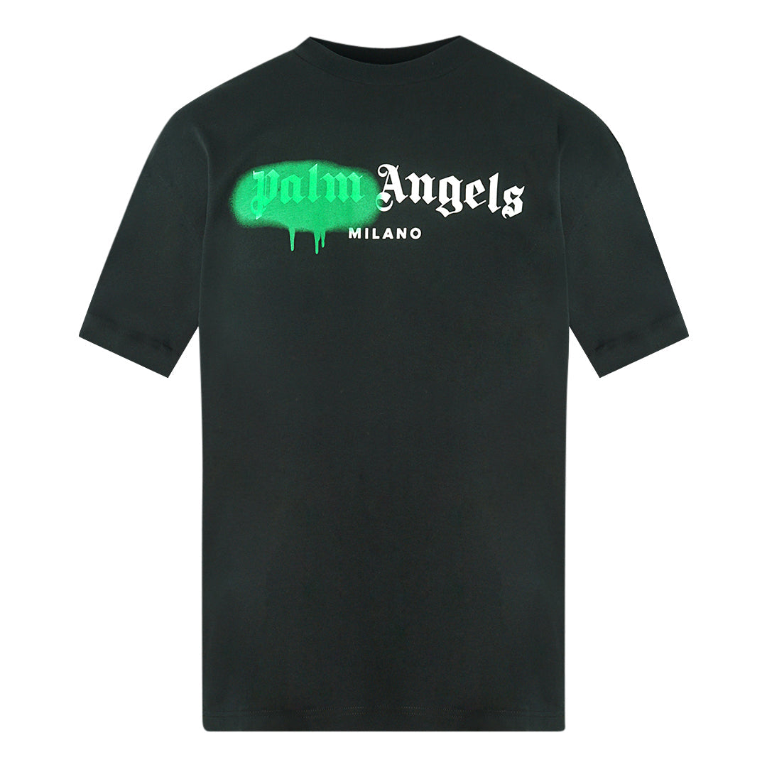 Palm Angels Milano Spray Paint Logo Black T-Shirt