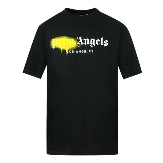 Palm Angels Black T Shirt Spray Blue Sz Small