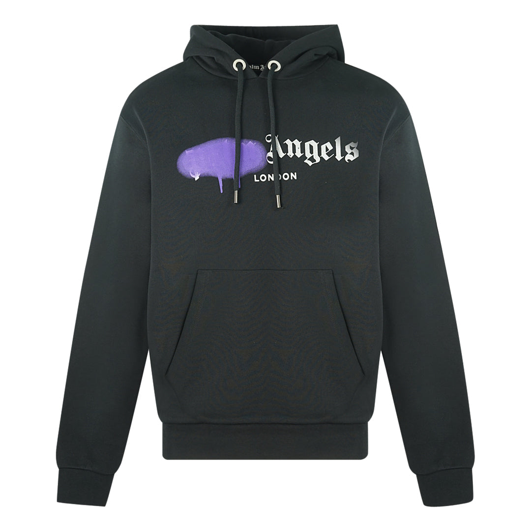 Palm Angels Purple Spray Paint London Black Hoodie