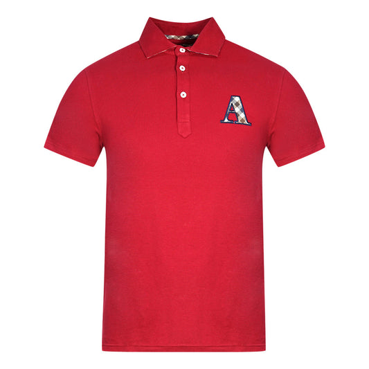 Aquascutum Check A Logo Red Polo Shirt