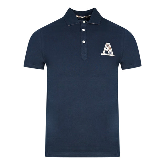 Aquascutum Check A Logo Navy Blue Polo Shirt