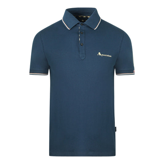 Aquascutum Brand Logo Blue Polo Shirt