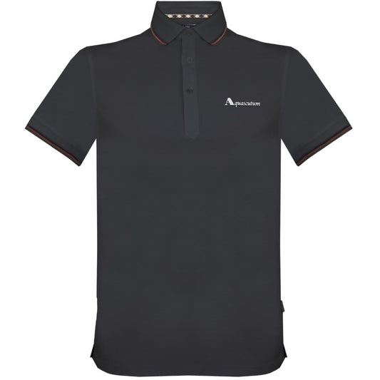 Aquascutum Brand Logo Black Polo Shirt