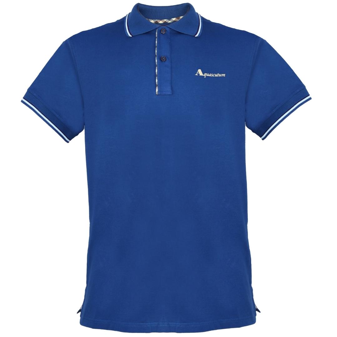 Aquascutum Tipped Collar Blue Polo Shirt