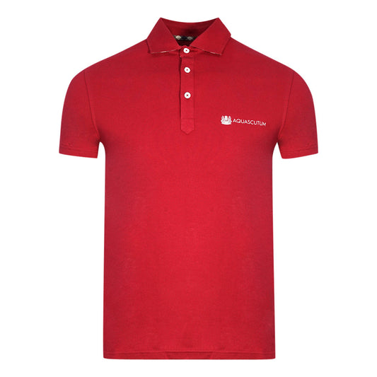 Aquascutum Aldis Crest Block Logo Red Polo Shirt