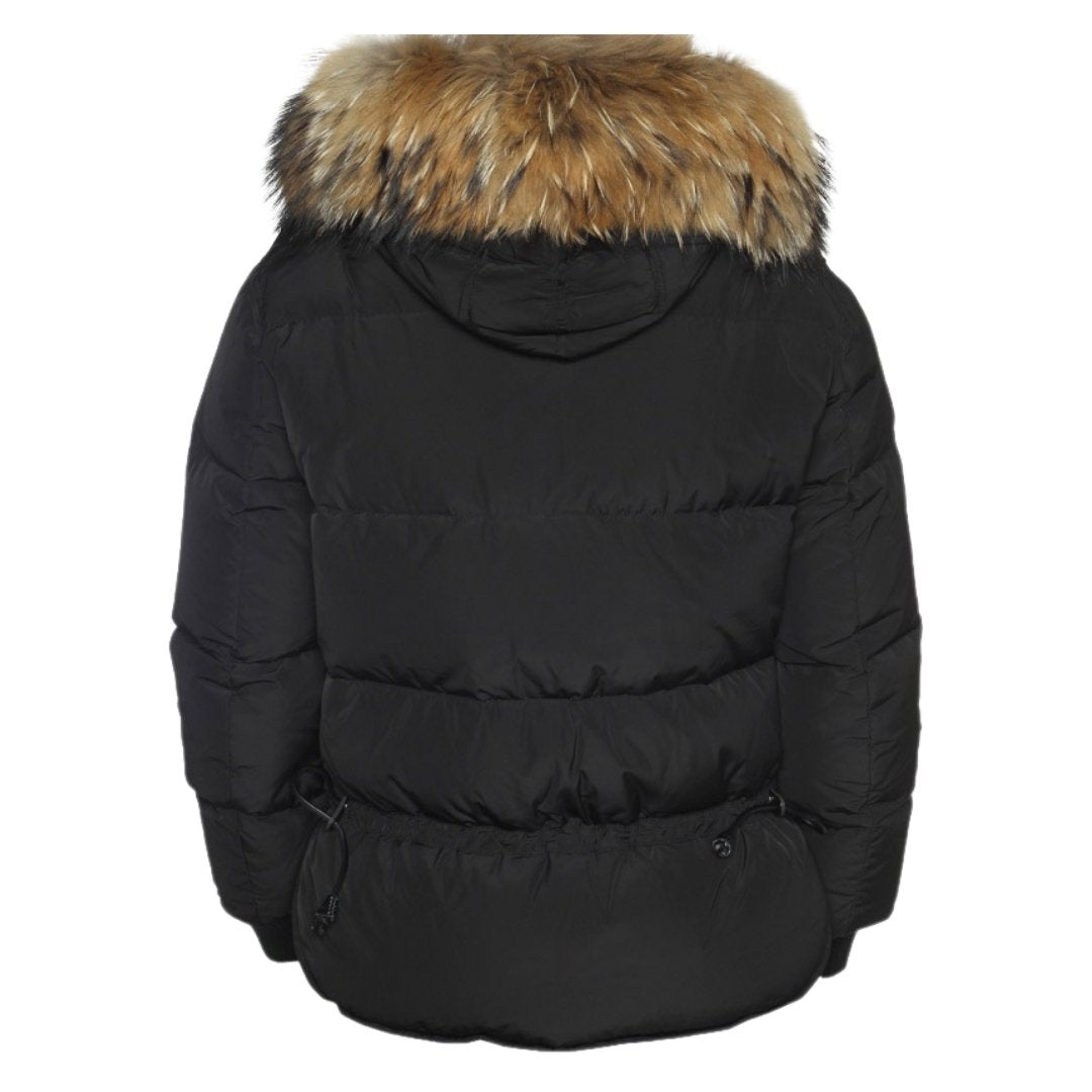 Dsquared2 Fur Hooded Black Bomber Down Jacket