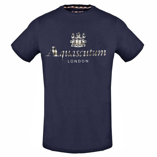 Aquascutum Classic Check Logo Navy Blue T-Shirt