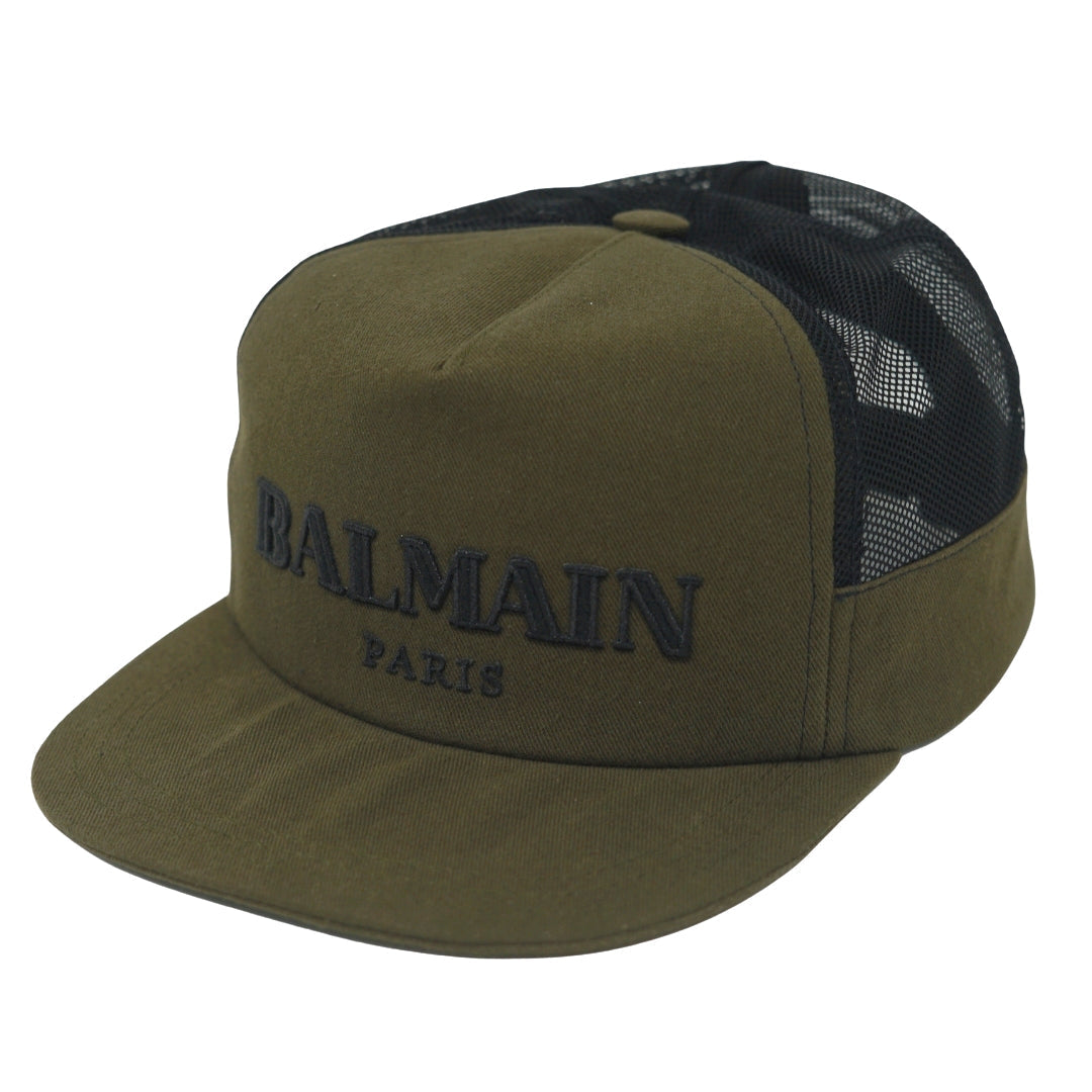Balmain Paris Logo Khaki Green Cap